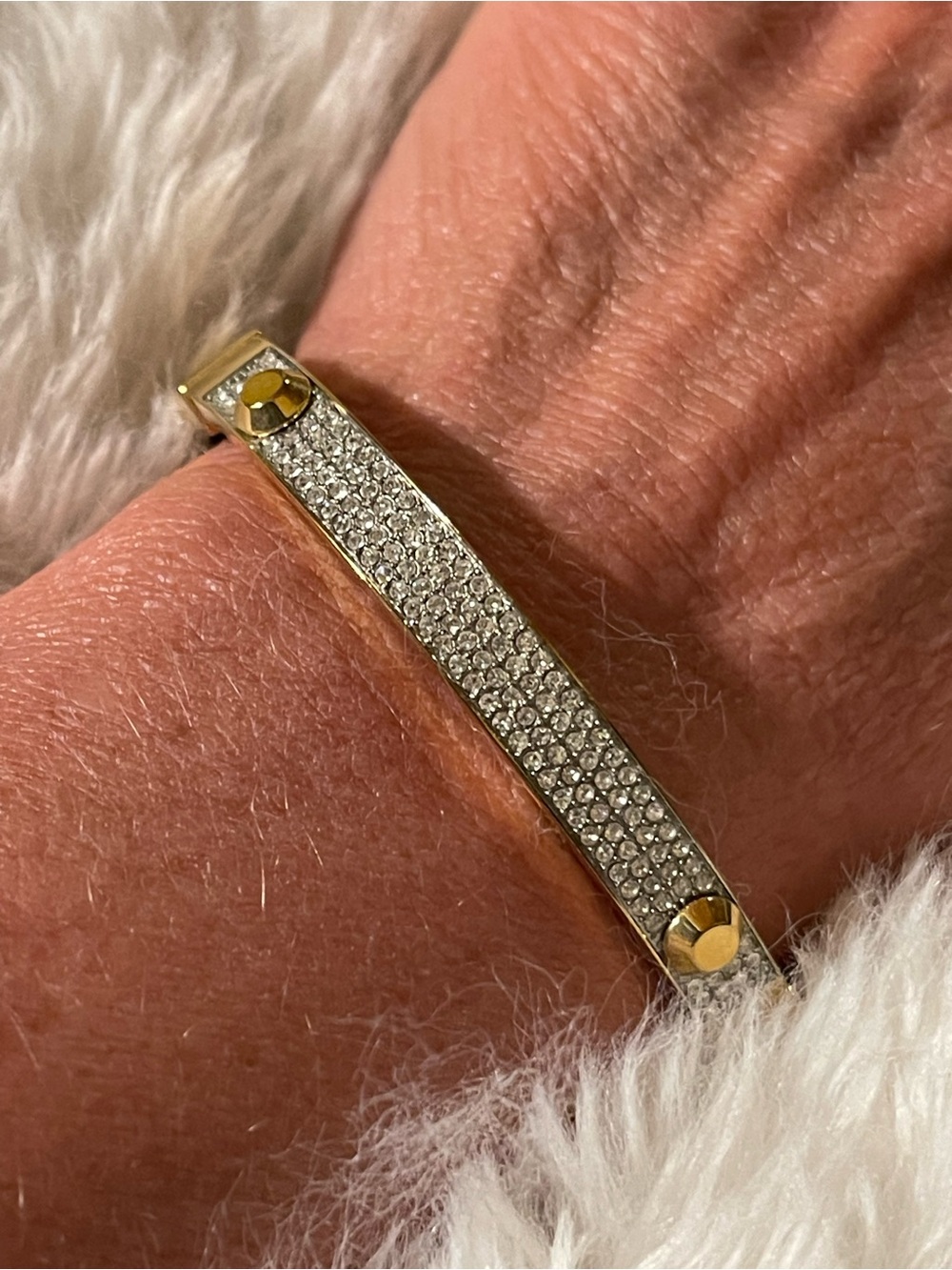 Michael Kors Two-Tone Gold and Silver Pavé Crystal Bangle Bracelet